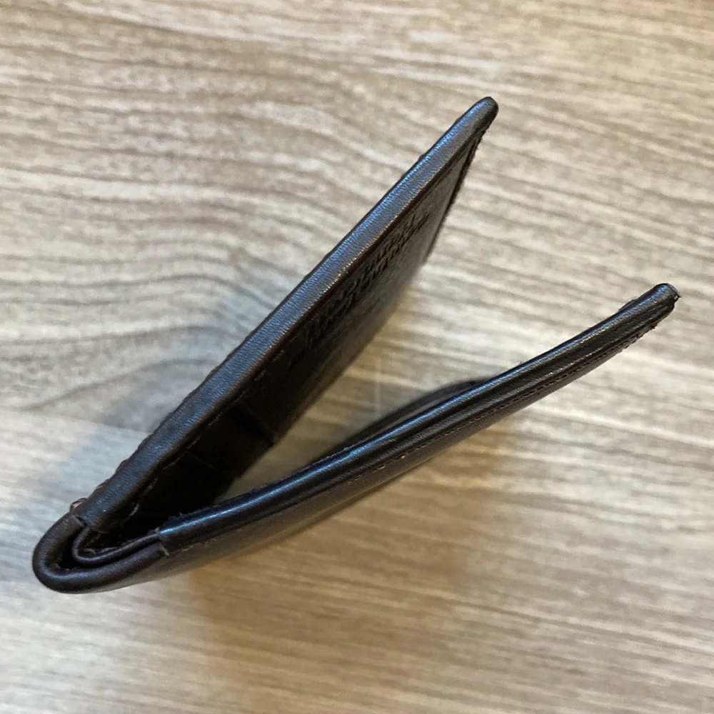 Leather hand craft bifold wallet card key chocolate brown NWOT